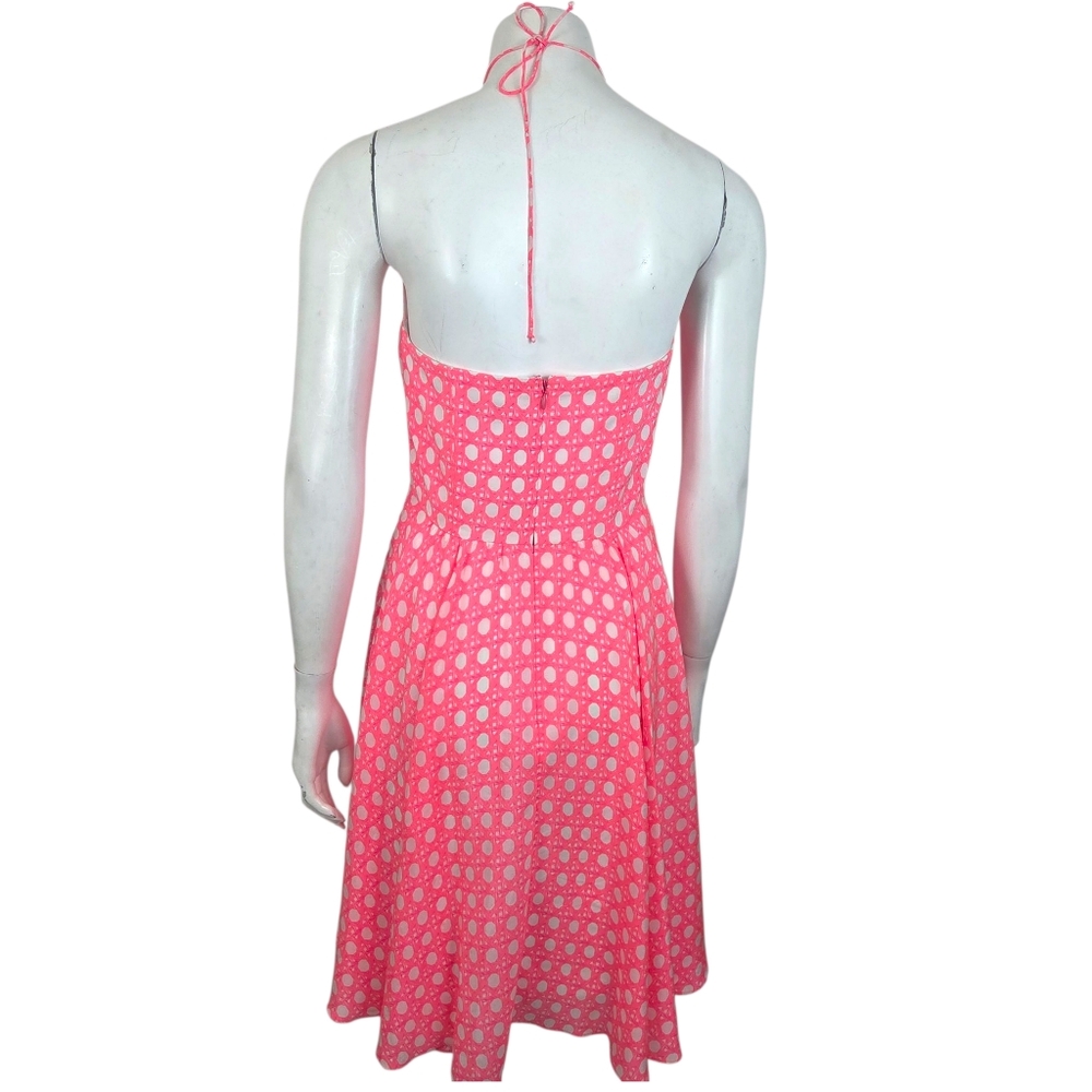Vineyard Vines 100% Silk Halter Dress Womens 2 Pink White A-line Preppy Feminine - Picture 5 of 12